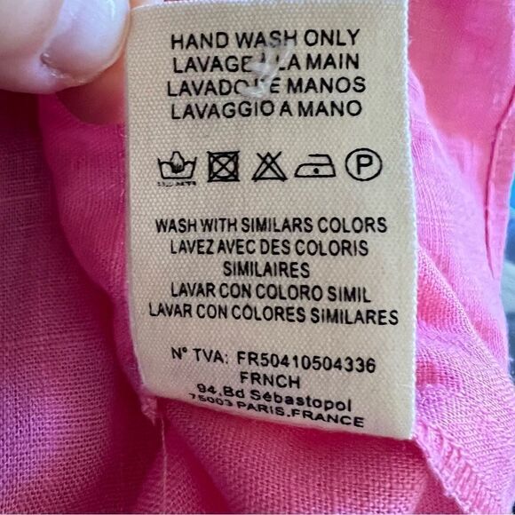 FRNCH NWT Colza Rose Top Linen Blend Barbie Pink Long Sleeve Small - Picture 9 of 9